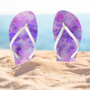 Ultra Violet & Gold Mermaid Scale Pattern Thongs