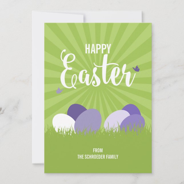 Ultra Violet & Green Happy Easter Card (Front)