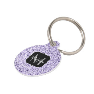 Ultra violet light purple glitter sparkle Monogram Pet Tag