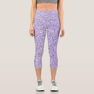 Ultra violet light purple glitter sparkles capri leggings