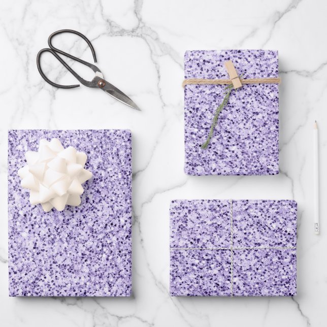 Ultra violet light purple glitter sparkles  wrapping paper sheet (Front)