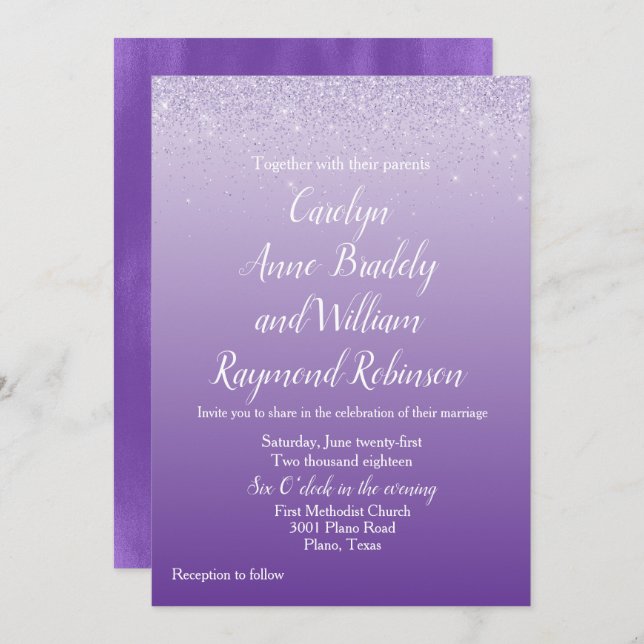 Ultra Violet Ombre Wedding Invitation (Front/Back)