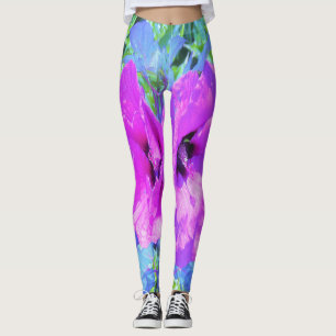 Ultra-Violet Plum Crazy Purple Hibiscus Flowers Leggings