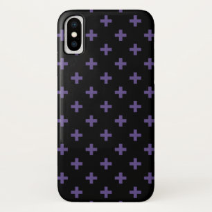 Ultra violet polka crosses on black iPhone x case