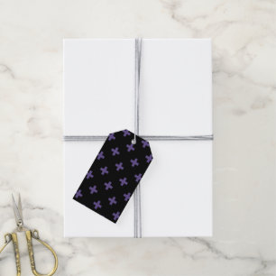 Ultra violet polka crosses on black gift tags