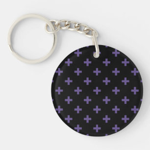 Ultra violet polka crosses on black key ring