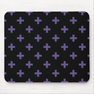 Ultra violet polka crosses on black mouse pad