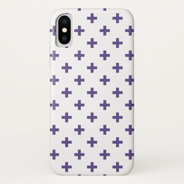 Ultra violet polka crosses on white Case-Mate iPhone case (Back)