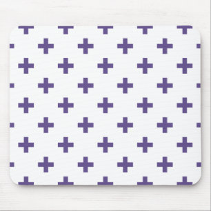 Ultra violet polka crosses on white mouse pad