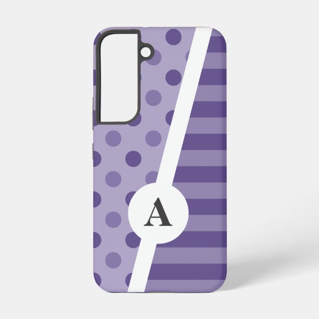 Ultra Violet Polka Dot and Stripe Pattern Samsung Galaxy S22 Case (Back)