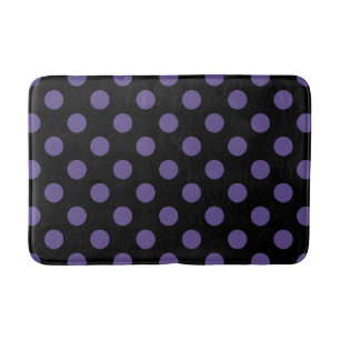 Ultra violet polka dots on black bath mat