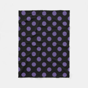 Ultra violet polka dots on black fleece blanket