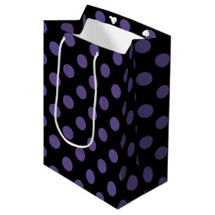 Ultra violet polka dots on black medium gift bag