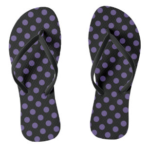 Ultra violet polka dots on black thongs