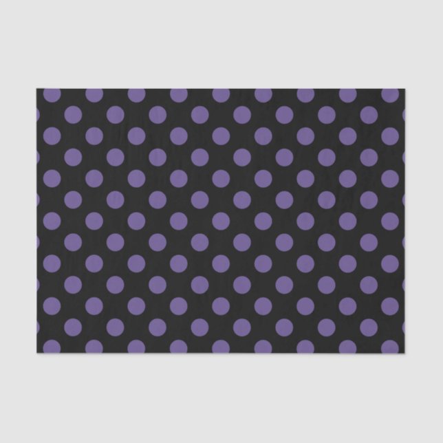 Ultra violet polka dots on black tissue paper (Front)