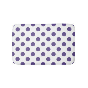 Ultra violet polka dots on white bath mat
