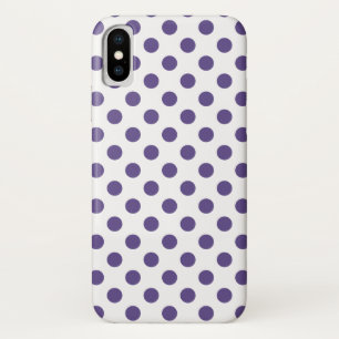 Ultra violet polka dots on white iPhone x case