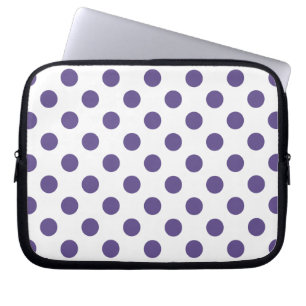 Ultra violet polka dots on white laptop sleeve