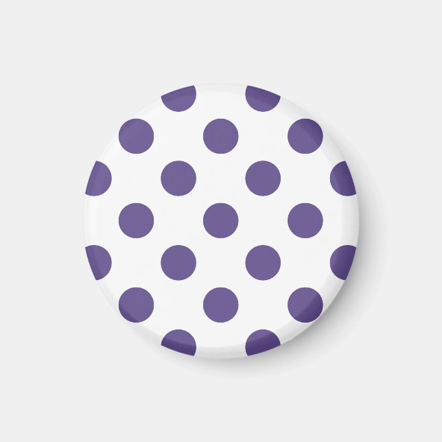 Ultra violet polka dots on white magnet (Front)