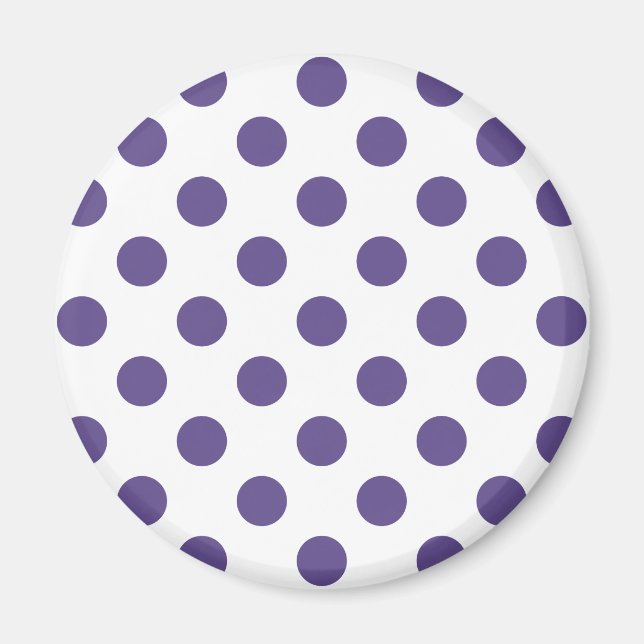 Ultra violet polka dots on white magnet (Front)