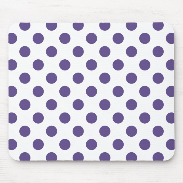 Ultra violet polka dots on white mouse pad (Front)