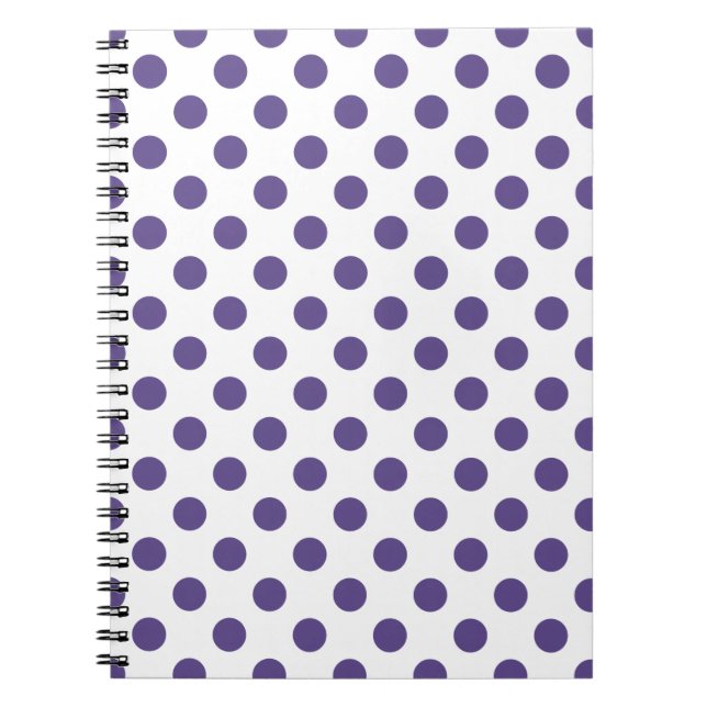 Ultra violet polka dots on white notebook (Front)