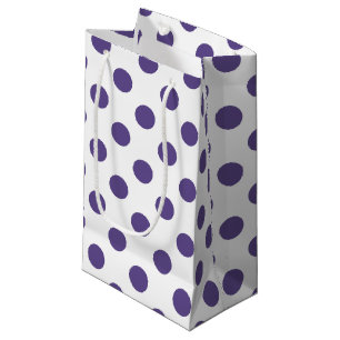 Ultra violet polka dots on white small gift bag