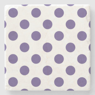 Ultra violet polka dots on white stone coaster