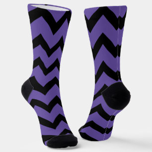 Ultra violet purple Black Chevron pattern Socks
