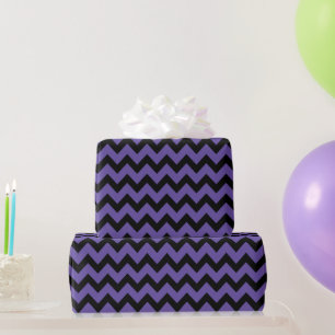 Ultra violet purple Black Chevron pattern Wrapping Paper