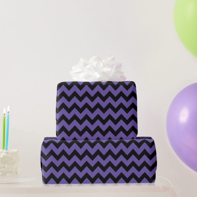 Ultra violet purple Black Chevron pattern Wrapping Paper (Party Gifts)