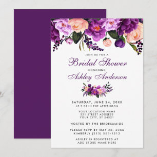 Ultra Violet Purple Floral Bridal Shower Invite PB