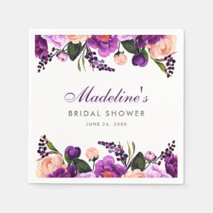 Ultra Violet Purple Floral Bridal Shower P Napkin