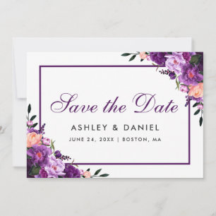 Ultra Violet Purple Floral Save The Date PSP