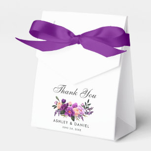 Ultra Violet Purple Floral Thank You Wedding PB Favour Box