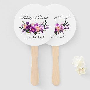 Ultra Violet Purple Floral Wedding Hand Fan