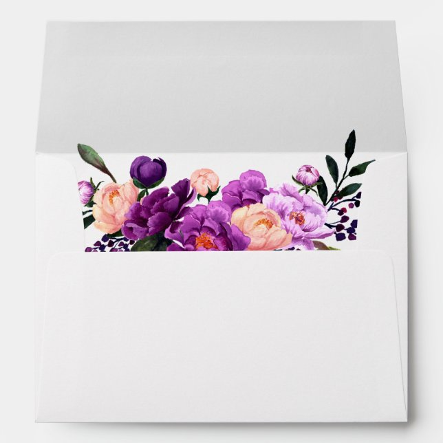 Ultra Violet Purple Floral Wedding Invitation Envelope (Back (Bottom))