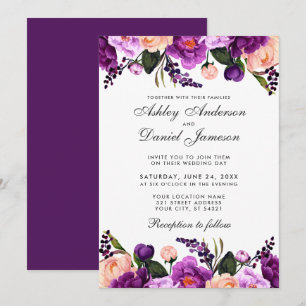 Ultra Violet Purple Floral Wedding Invitation GP