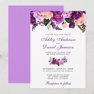 Ultra Violet Purple Floral Wedding Invitation VBP