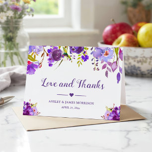 Ultra Violet Purple Floral Wedding Thank You Card