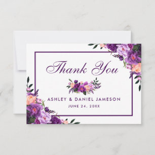 Ultra Violet Purple Floral Wedding Thank You PSPF Card