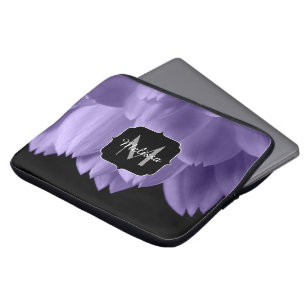 Ultra violet purple flower petals black Monogram Laptop Sleeve
