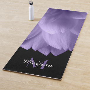Ultra violet purple flower petals black Monogram Yoga Mat