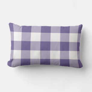Ultra Violet Purple Gingham Pattern Chequered Lumbar Cushion