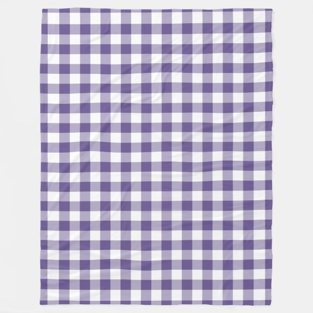 Ultra Violet Purple Gingham Pattern Fleece Blanket (Front)
