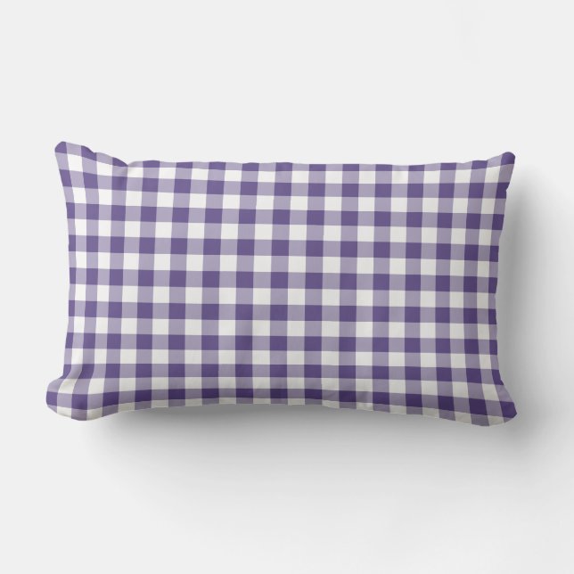 Ultra Violet Purple Gingham Pattern Lumbar Cushion (Front)