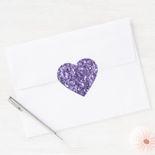 Ultra violet purple glitter sparkles heart sticker