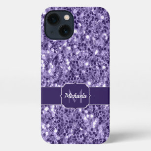 Ultra violet purple glitter sparkles Monogram iPhone 13 Case