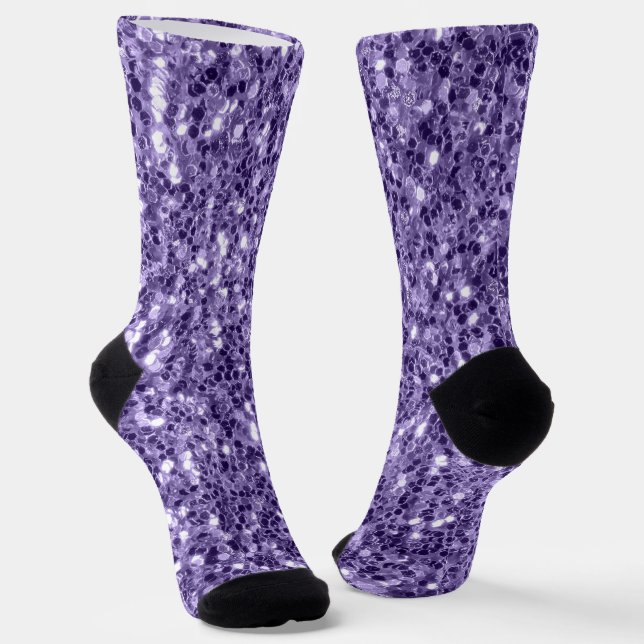 Ultra violet purple glitter sparkles socks (Angled)