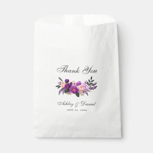 Ultra Violet Purple Watercolor Floral Wedding Favour Bag